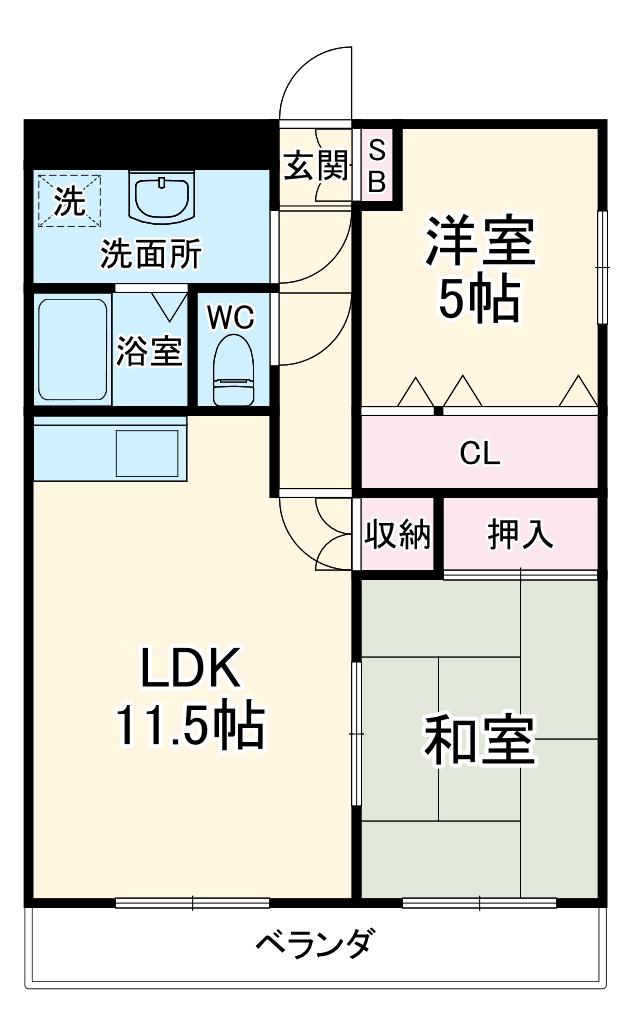 石丸マンション(2LDK/1階)の間取り写真