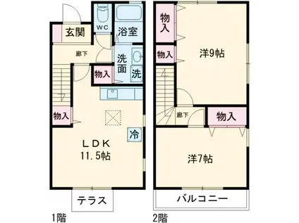 ル・ソレイユシェソワ(2LDK)の間取り写真