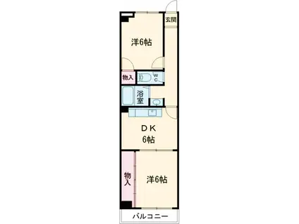 パラッツオ碑文谷(2DK/2階)の間取り写真