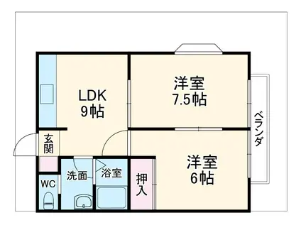 コーポ カサ・ドミール(2LDK/2階)の間取り写真