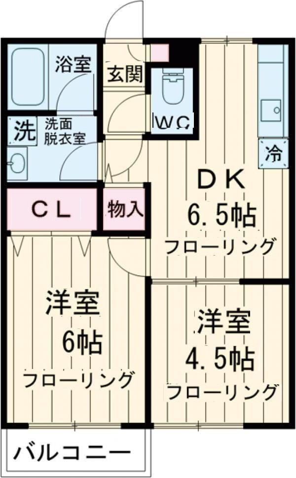 グリーンハウス3(2DK/2階)の間取り写真