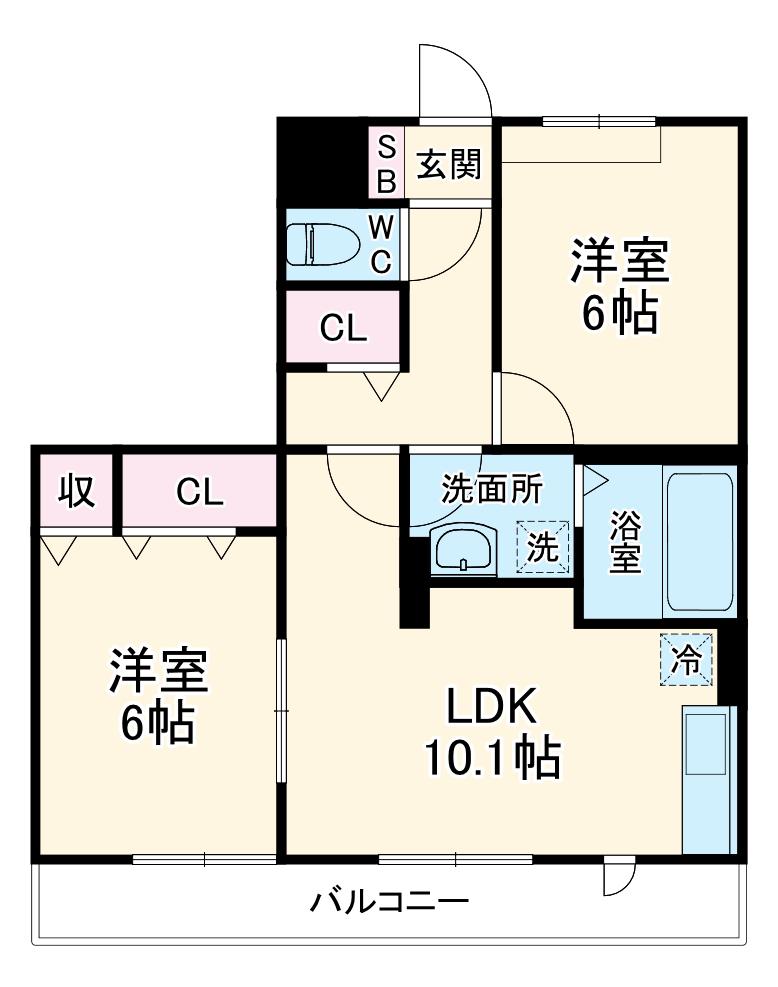 IVY TERRACE(2LDK/2階)の間取り写真