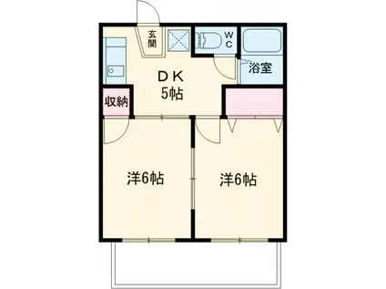 コーポ大岡山Ⅱ(2DK/1階)の間取り写真