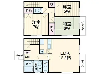 エメラルドタウン(3LDK)の間取り写真