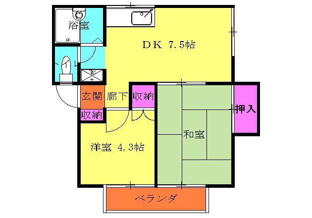 NEXUS羽生(2DK/2階)の間取り写真
