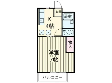 グランドハイツⅡ(1K/1階)の間取り写真