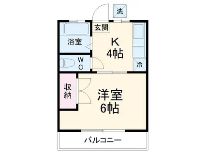 シティハイムグリーン成城(1K/2階)の間取り写真