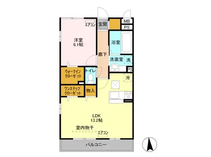 レジデンスアケボノ(1LDK/1階)の間取り写真