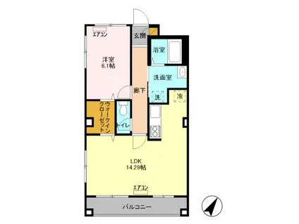 カーサコート熊谷(1LDK/1階)の間取り写真