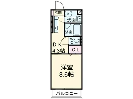 TS-MINDⅡ(1DK/2階)の間取り写真