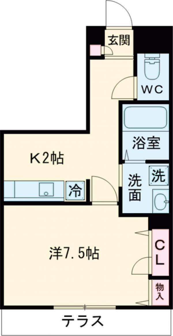 ポラリス綾瀬(1K/1階)の間取り写真