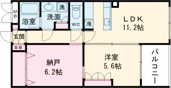 MAISON BLANC(1SLDK/2階)の間取り写真