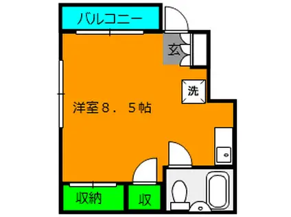 ハイツ栗原(ワンルーム/1階)の間取り写真