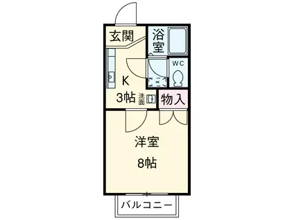 コーポウエストⅠ(1K/2階)の間取り写真