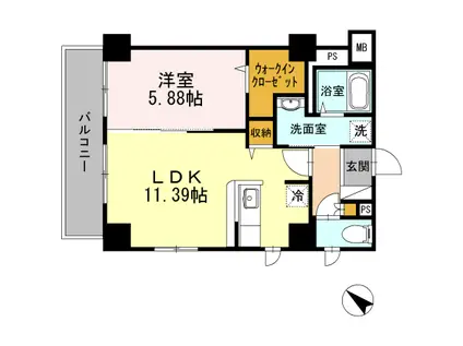 マグノリア グランディフローラ(1LDK/2階)の間取り写真