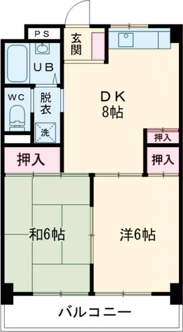 パークサイド杉浦2(2DK/2階)の間取り写真