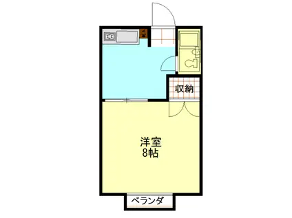 ハイツ松葉A(1K/2階)の間取り写真