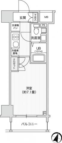 レジディア笹塚2(1K/6階)の間取り写真
