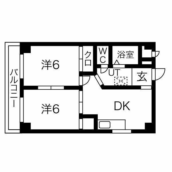 服部コーポ(2DK/2階)の間取り写真