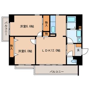 アレグレット掃部宿(2DK/6階)の間取り写真