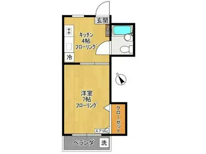 シティハイム(1K/2階)の間取り写真