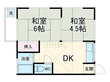 宿河原ハイツ(2DK/2階)の間取り写真