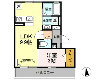 シス・パシオン(1LDK/2階)の間取り写真