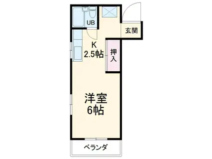 ベルクメイム(ワンルーム/2階)の間取り写真