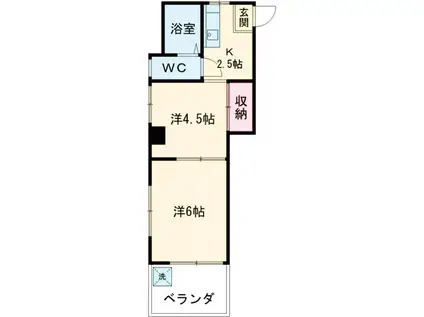 コーポベル(2K/1階)の間取り写真