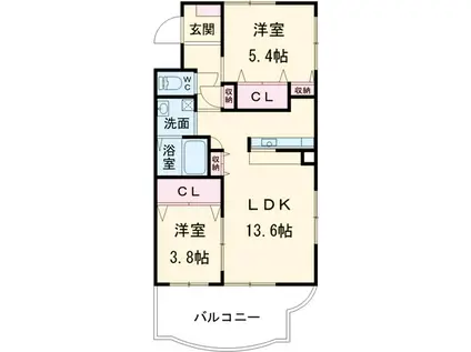 マスターズ・フォート2(2LDK/2階)の間取り写真