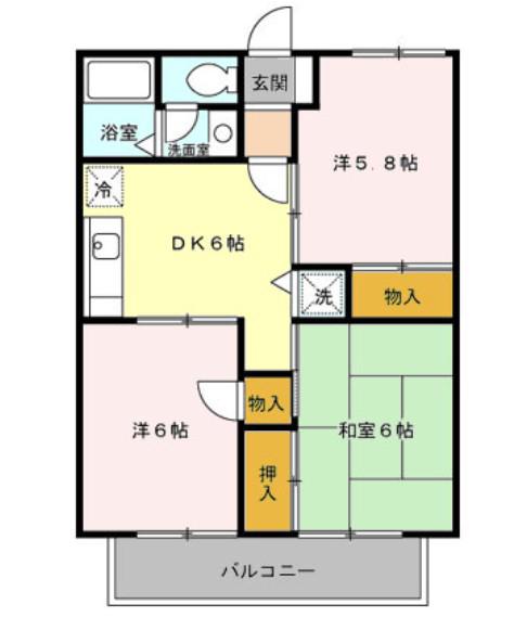 エスポワール A・B(3DK/1階)の間取り写真