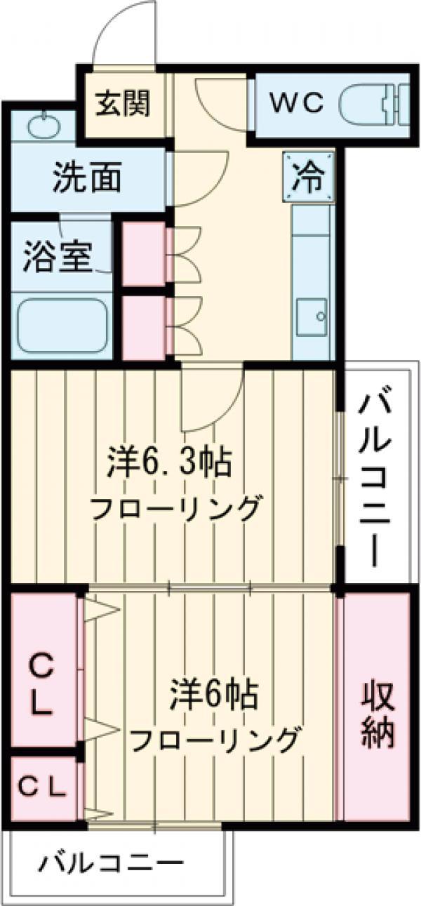 WELL明大前(2K/3階)の間取り写真