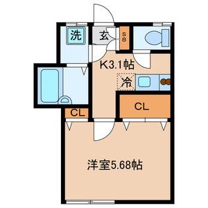 エスポア(1K/2階)の間取り写真