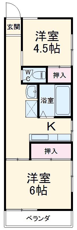 冨士コーポ(2K/2階)の間取り写真
