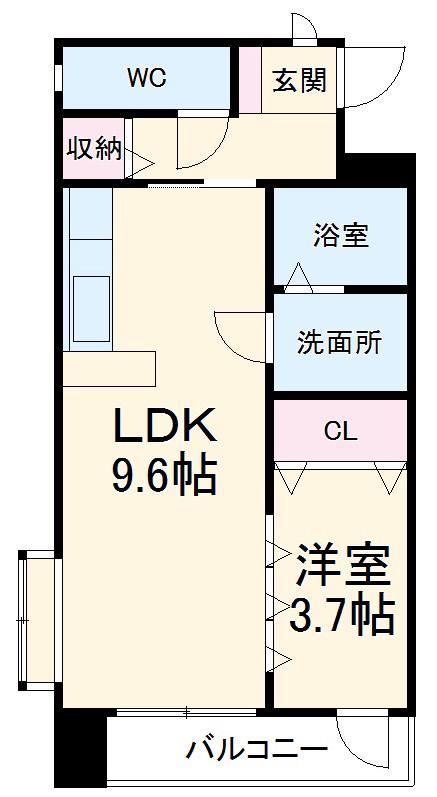ルミネス八田(1LDK/4階)の間取り写真