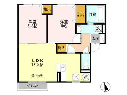 ピナスガーデン(2LDK/1階)の間取り写真