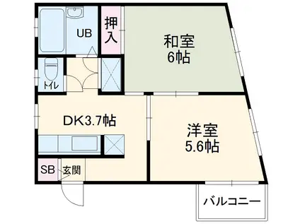 スカイハイム高橋Ⅱ番館(2DK/3階)の間取り写真