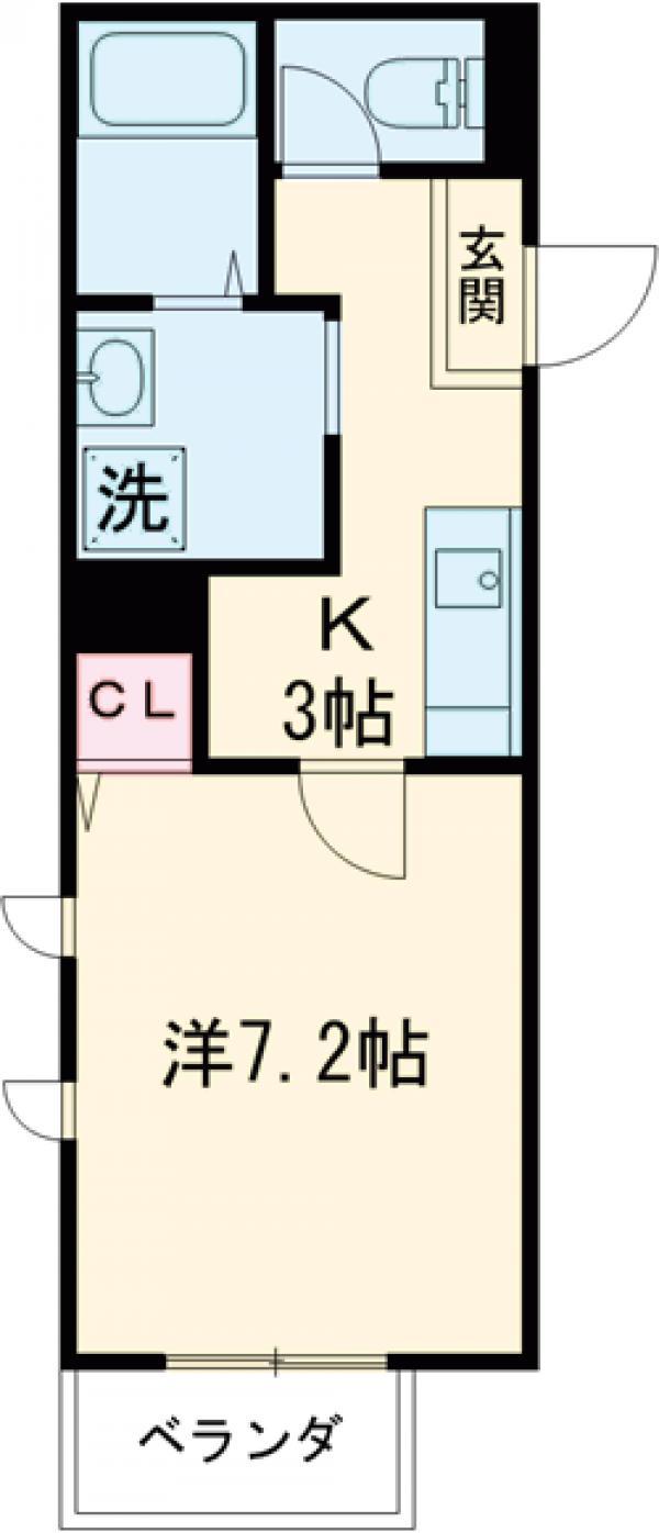 シャンベール(1K/2階)の間取り写真