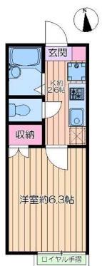 カーサアオイA(1K/2階)の間取り写真