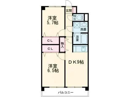 サンライフ氷川台(2DK/3階)の間取り写真