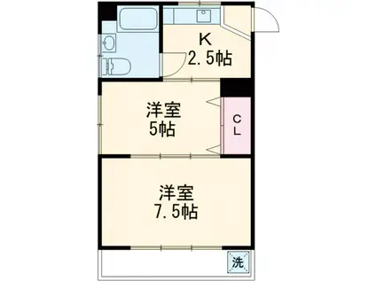 第二広幸ハイツ(2K/3階)の間取り写真