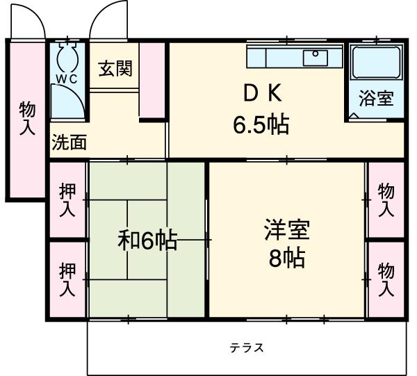 四日市あすなろう 小古曽駅 徒歩15分 1階建 築25年(2DK)の間取り写真