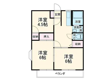 セントバレーB棟(3DK/1階)の間取り写真