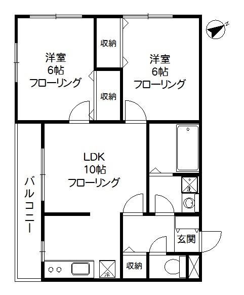 K・HOUSEⅡ(2DK/2階)の間取り写真