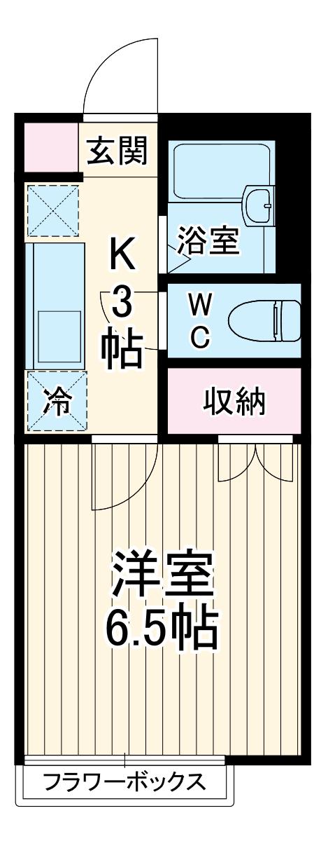 グリチネ八潮Ⅱ(1K/2階)の間取り写真
