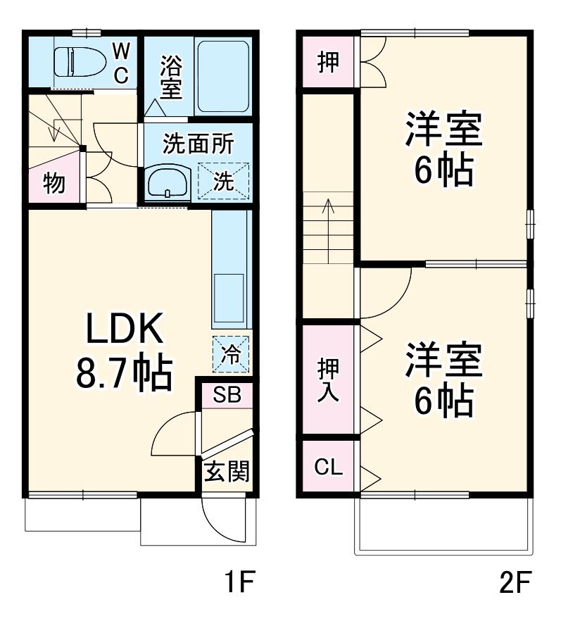 フローラル三橋(2DK)の間取り写真
