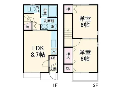 フローラル三橋(2LDK)の間取り写真