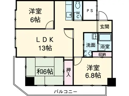 ライフハイツ刈谷(3LDK/2階)の間取り写真
