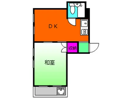 石橋フラッツⅡ(1DK/4階)の間取り写真