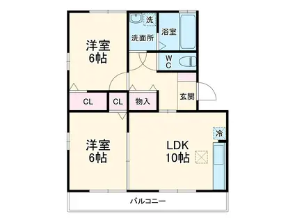 グランシャリオ前屋敷A(2LDK/3階)の間取り写真